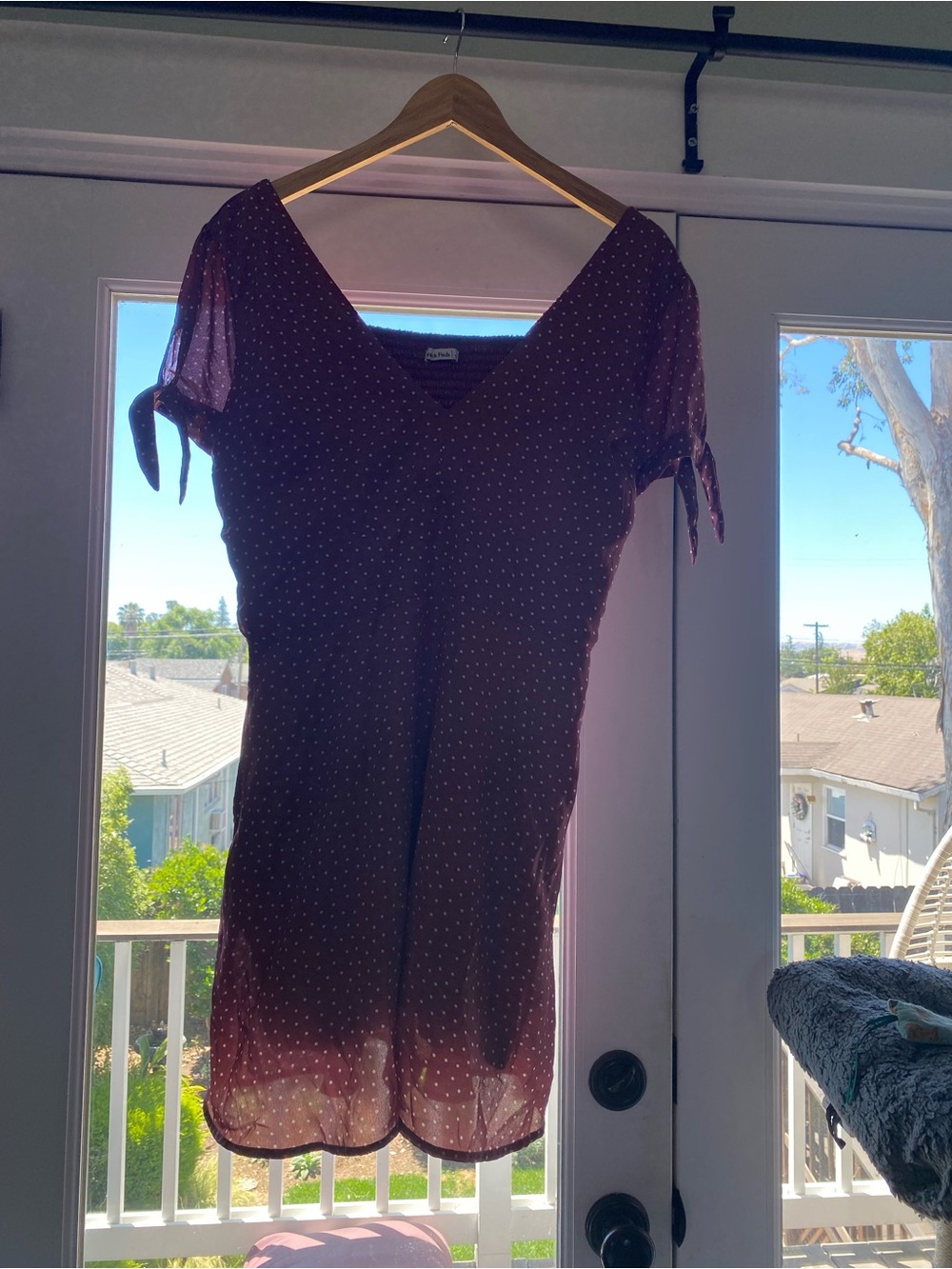 Abercrombie & Fitch Burgundy Polka Dot Mini Dress